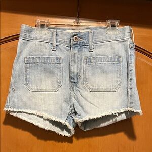 Light Wash Denim Women’s Shorts with Raw Hem